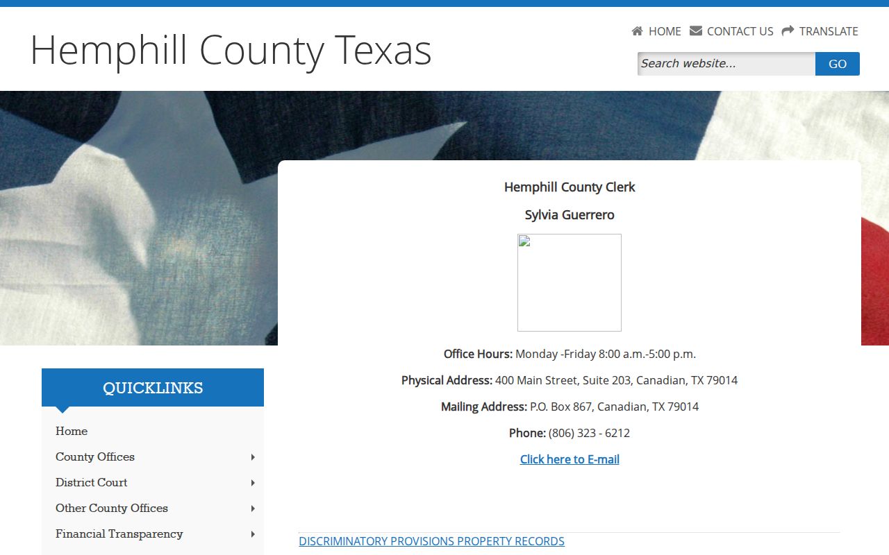 Hemphill County warrant record routing through the combined County and District Clerk