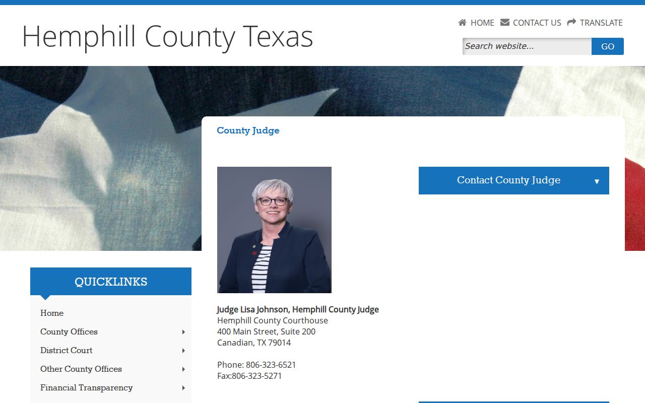 Hemphill County warrant and County Court contact information
