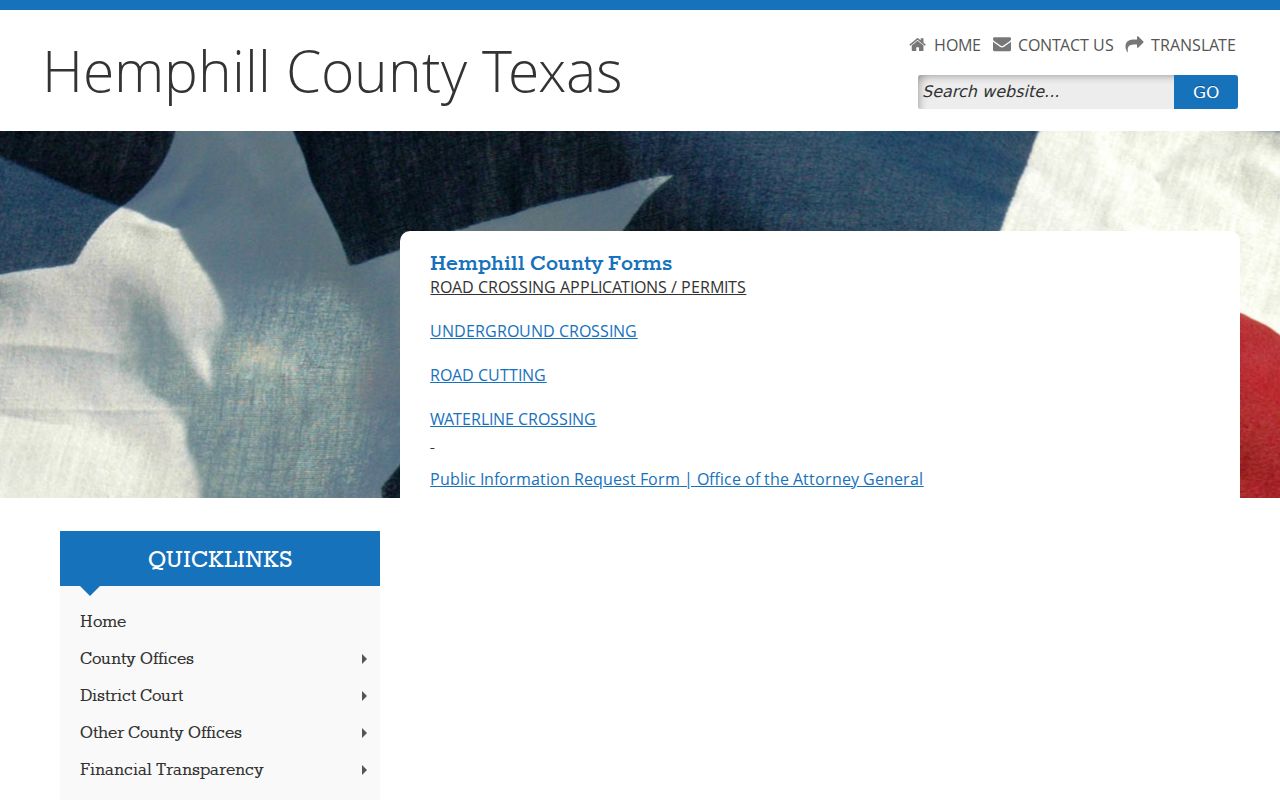Hemphill County warrant public-record request form link